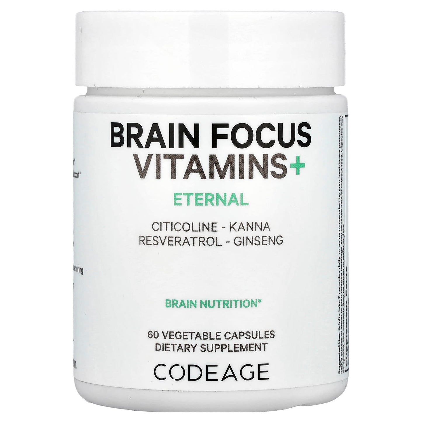 Codeage Brain Focus Vitamins+ - 60 Veggie Capsules with Citicoline & Ginseng - Image 1