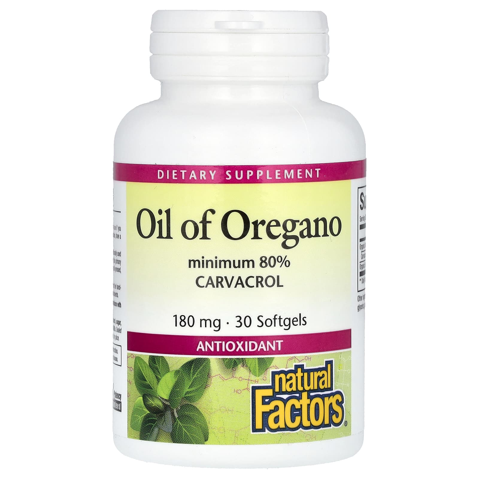 Natural Factors, Oil Of Oregano, 180 mg, 30 Softgels - Image 1