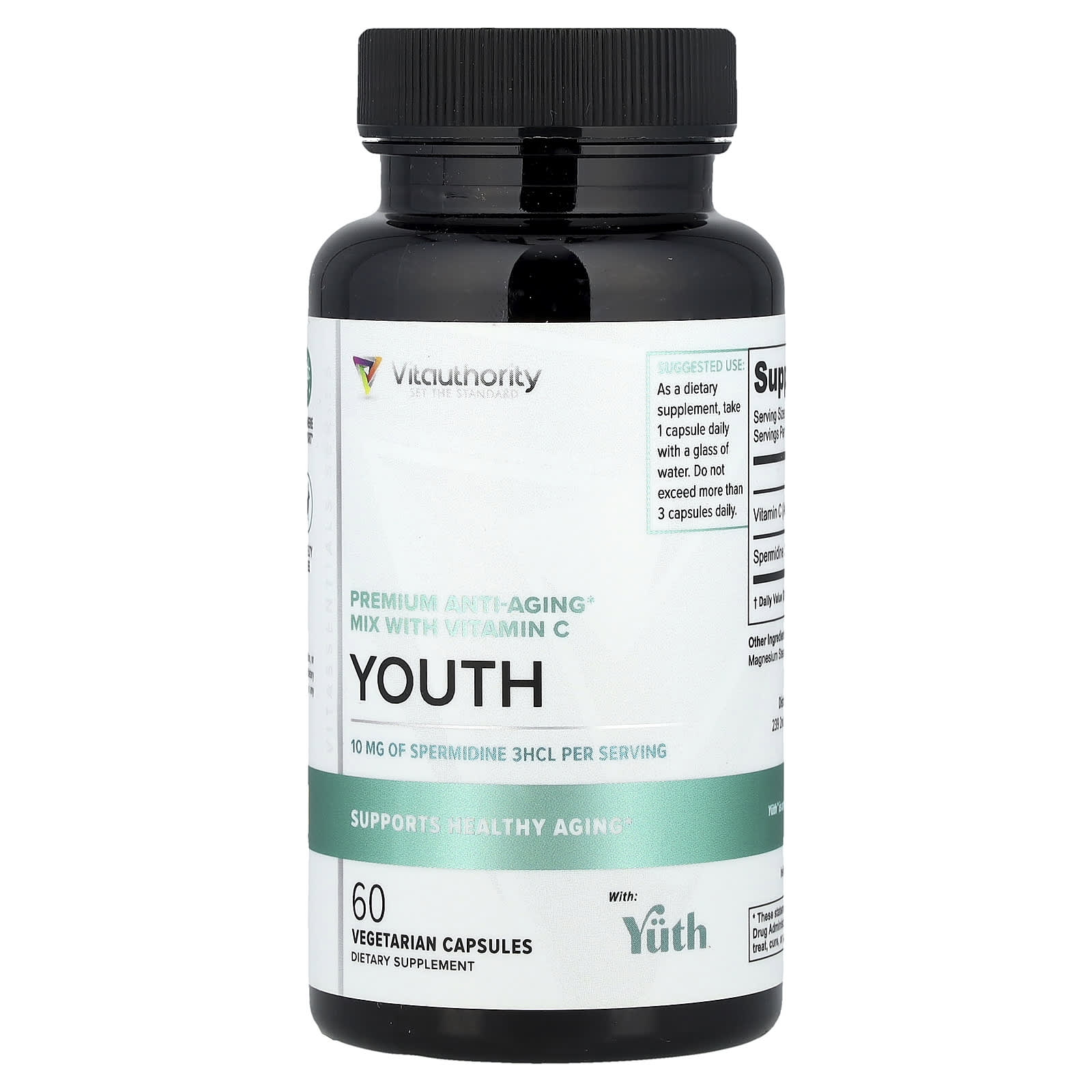 Vitauthority, Youth, Premium Anti-Aging Mix with Vitamin C, 60 Vegetarian Capsules - Image 1