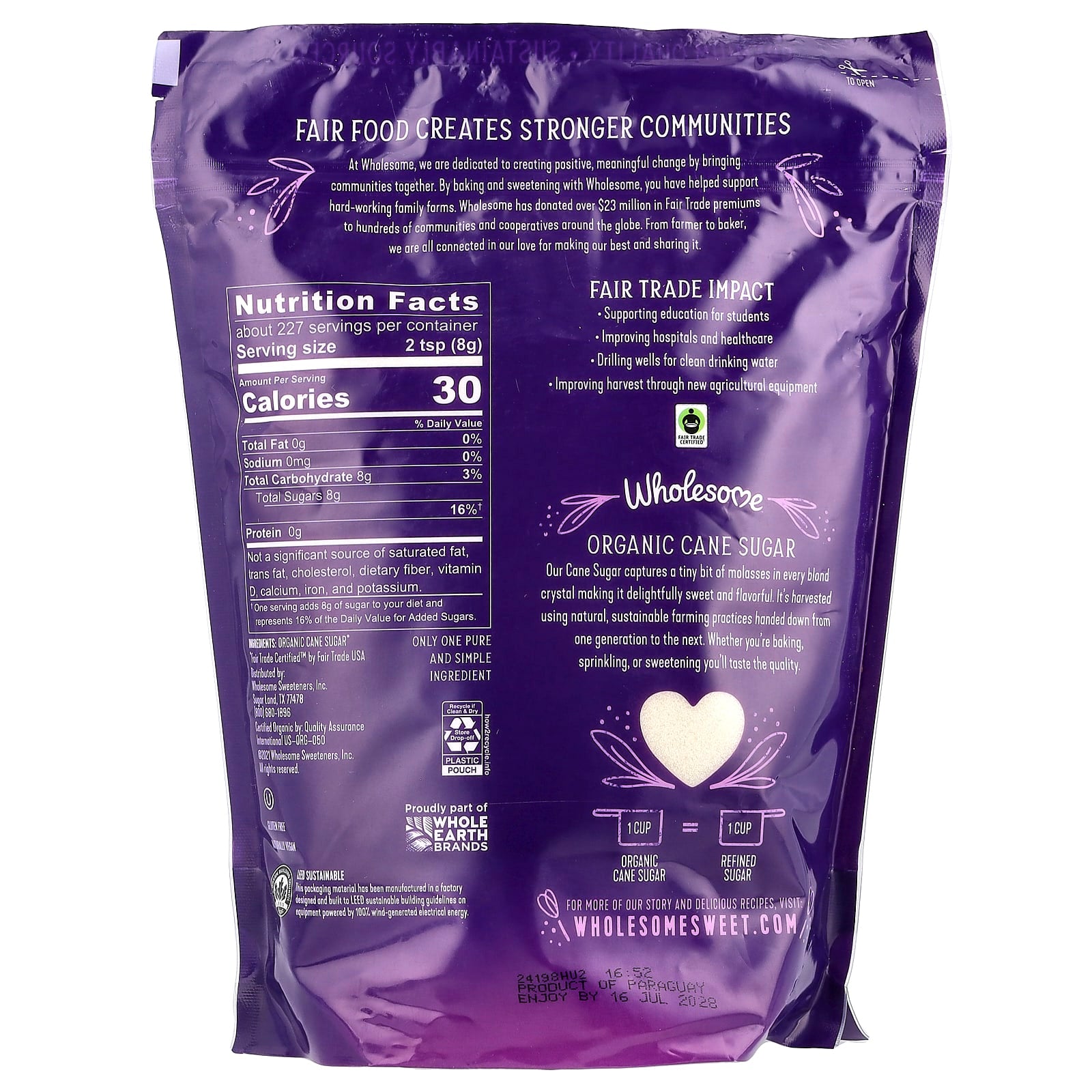 Wholesome Sweeteners, Organic Cane Sugar, 4 lb (1.81 kg) - Image 2
