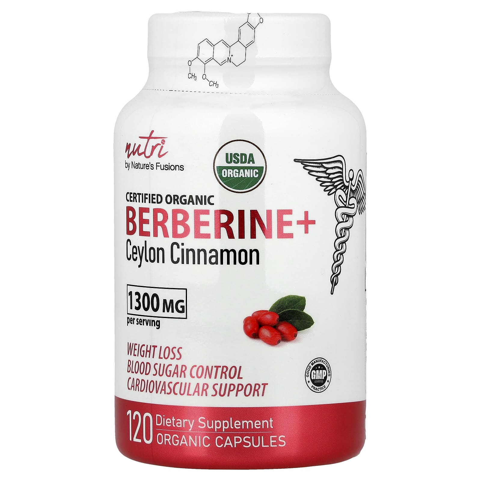 Nutri, Organic Berberine+ Ceylon Cinnamon, 120 Organic Capsules - Image 1