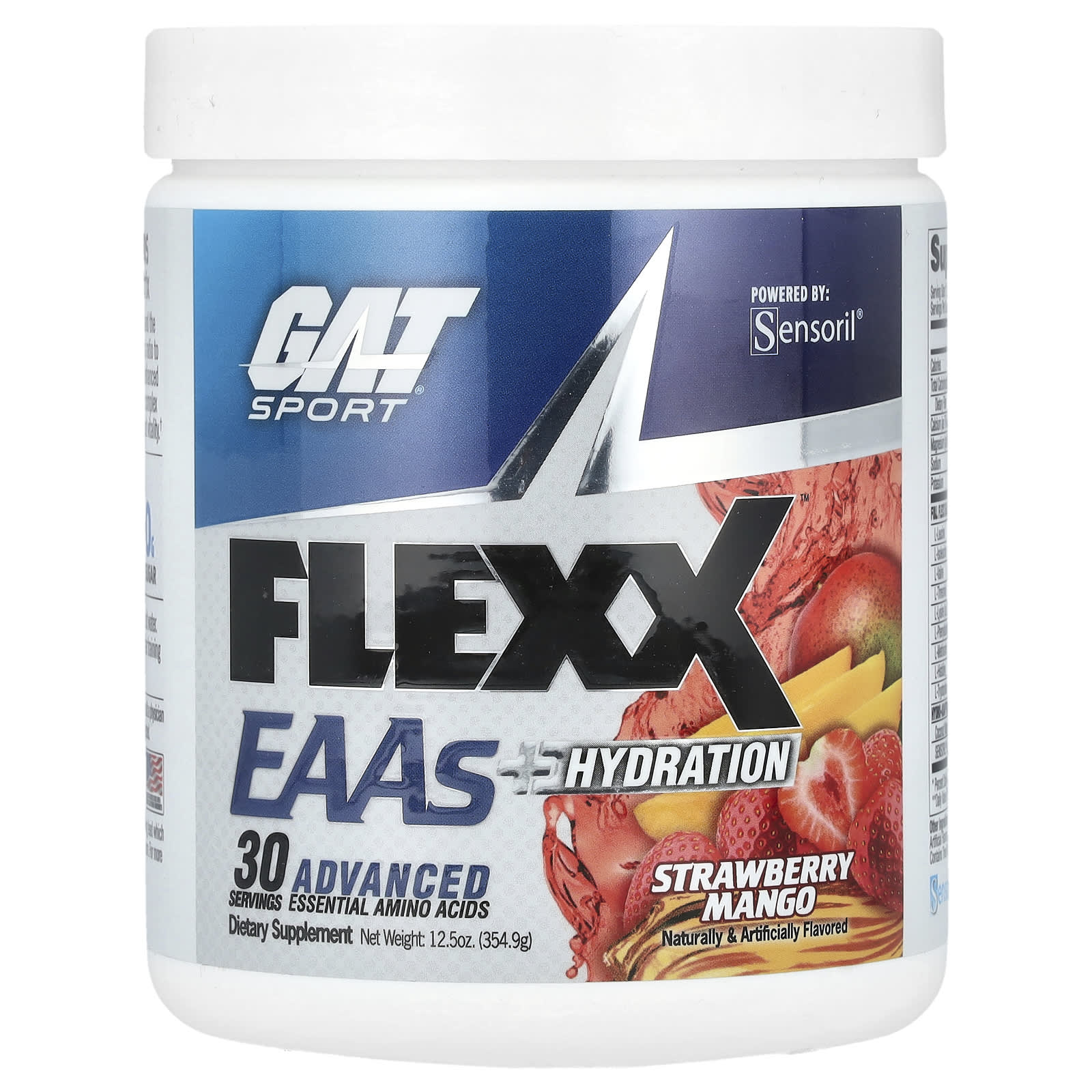 GAT Flexx EAAs + Hydration, Strawberry Mango, 12.5 oz Recovery Supplement - Image 1