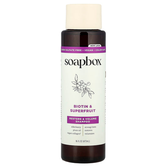 Soapbox, Restore & Volume Shampoo, Biotin & Superfruit, 16 fl oz (473 ml) - Image 1