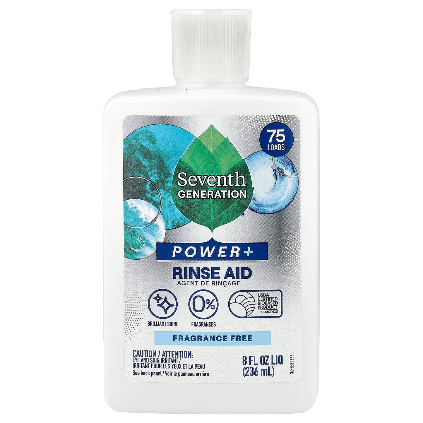 Seventh Generation, Power+, Rinse Aid, Fragrance Free , 75 Loads, 8 fl oz (236 ml) - Image 1