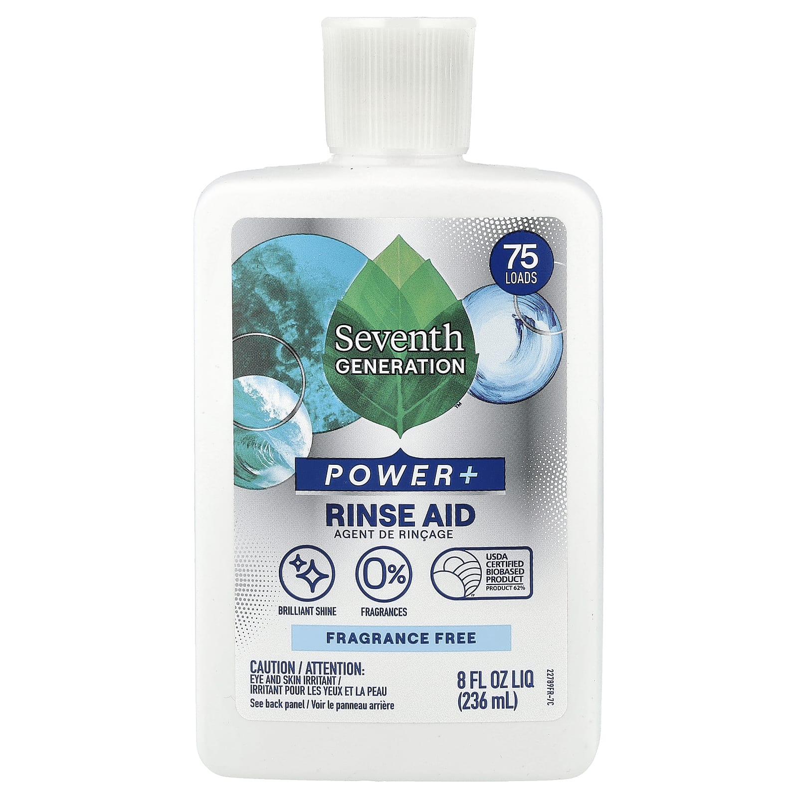 Seventh Generation, Power+, Rinse Aid, Fragrance Free , 75 Loads, 8 fl oz (236 ml) - Image 1