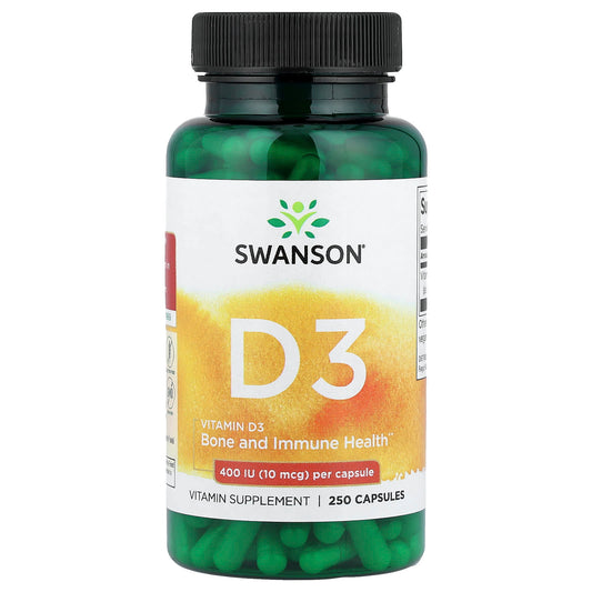 Swanson, Vitamin D3, 10 mcg (400 IU), 250 Capsules - Image 1