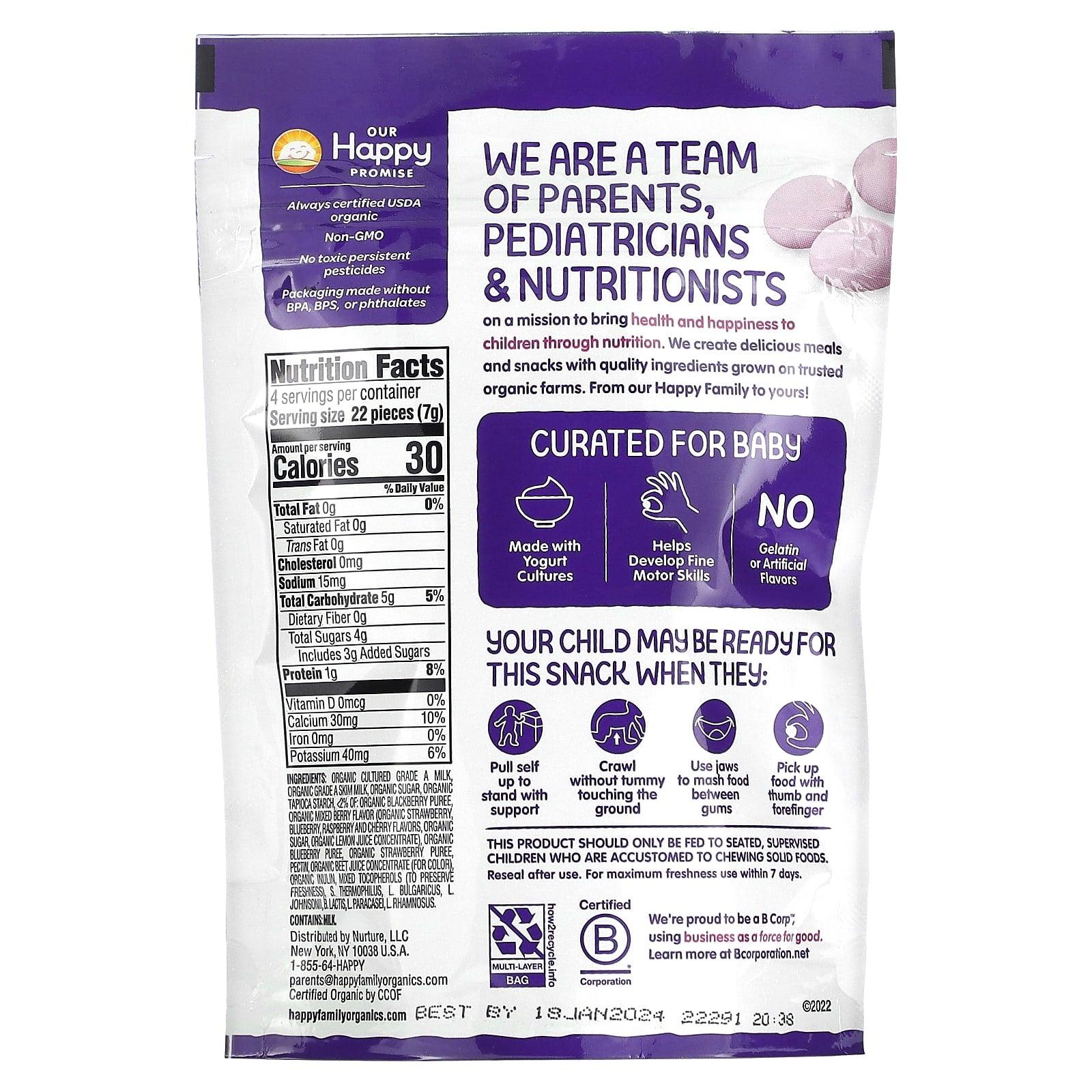 Organic Freeze Dried Yogurt Snacks for Babies | Happy Family - Image 2