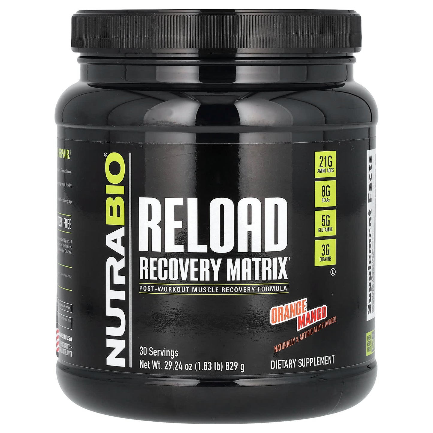 NutraBio, Reload Recovery Matrix, Orange Mango, 1.83 lb (829 g) - Image 1