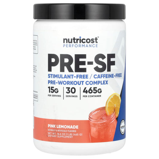 Nutricost, Performance, Pre-SF, Stimulant-Free Pre-Workout Complex, Pink Lemonade, 1 lb (465 g) - Image 1