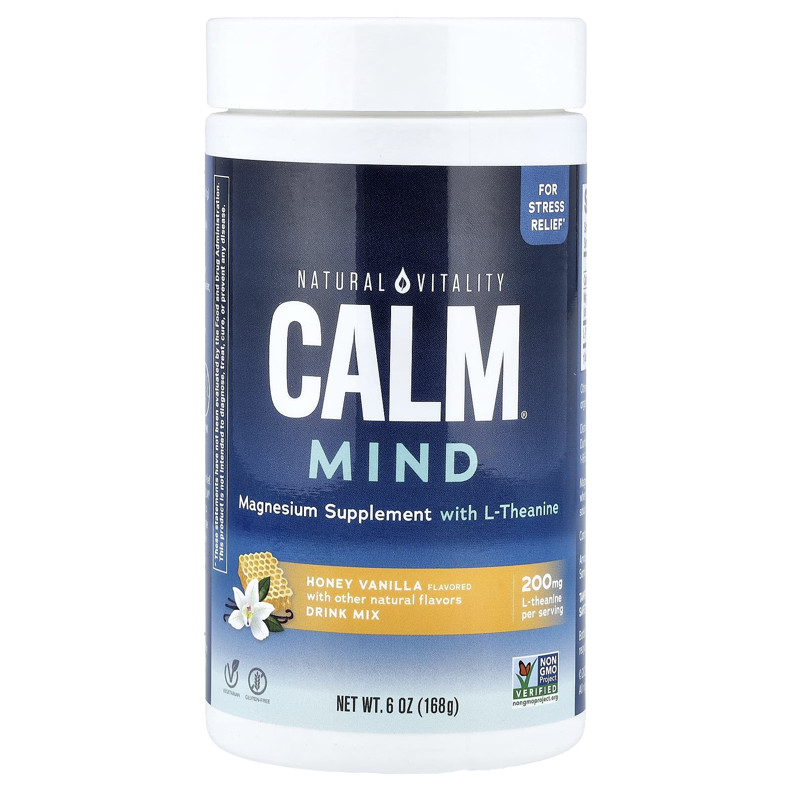 Natural Vitality, CALM® Mind, Magnesium Supplement with L-Theanine Drink Mix, Honey Vanilla, 6 oz (168 g)