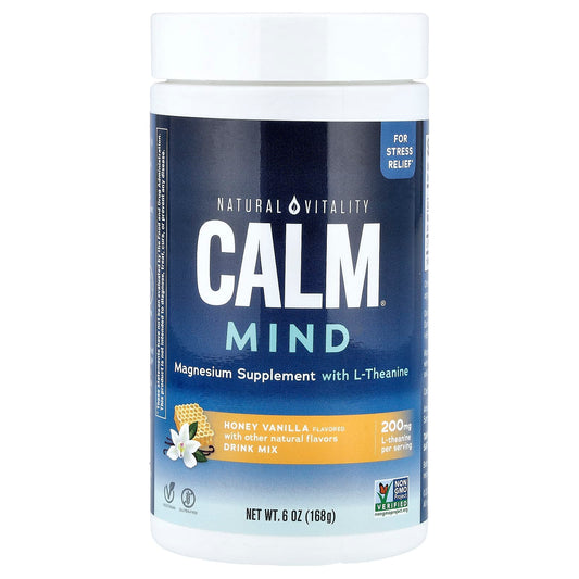 Natural Vitality, CALM® Mind, Magnesium Supplement with L-Theanine Drink Mix, Honey Vanilla, 6 oz (168 g)