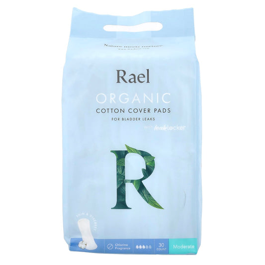 Rael, Organic Cotton Cover Pads, For Bladder Leaks, Moderate, 30 Count - Image 1