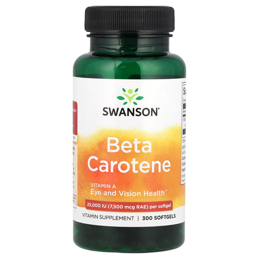 Swanson, Beta Carotene, 25,000 IU (7,500 mcg RAE), 300 Softgels - Image 1