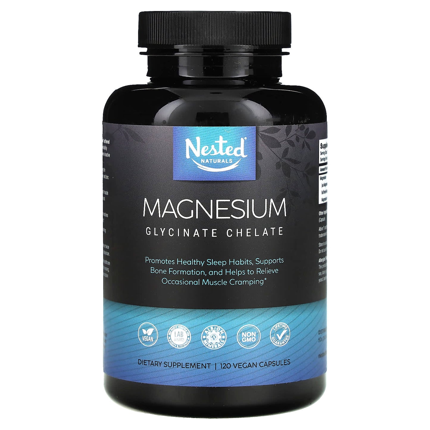Nested Naturals, Magnesium, Glycinate Chelate, 120 Vegan Capsules (100 mg per Capsule) - Image 1