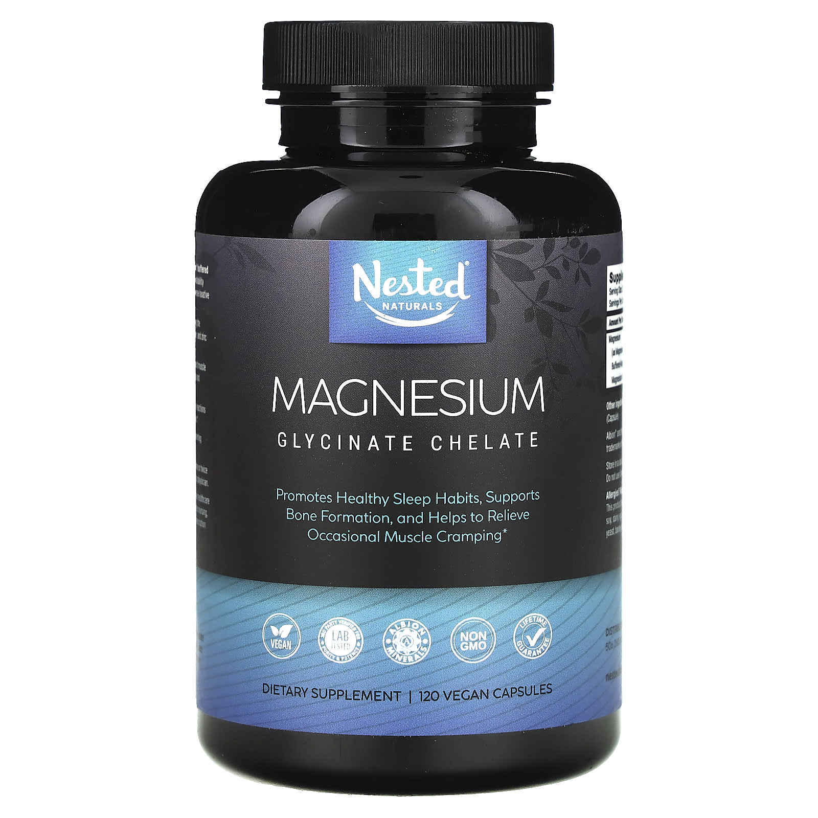 Nested Naturals, Magnesium, Glycinate Chelate, 120 Vegan Capsules (100 mg per Capsule) - Image 1