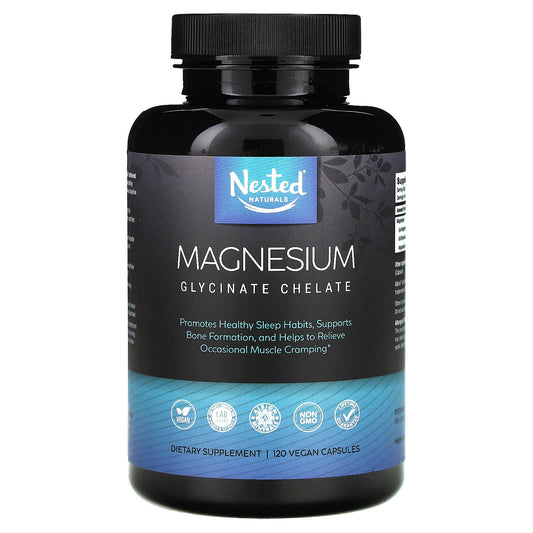 Nested Naturals, Magnesium, Glycinate Chelate, 120 Vegan Capsules (100 mg per Capsule) - Image 1
