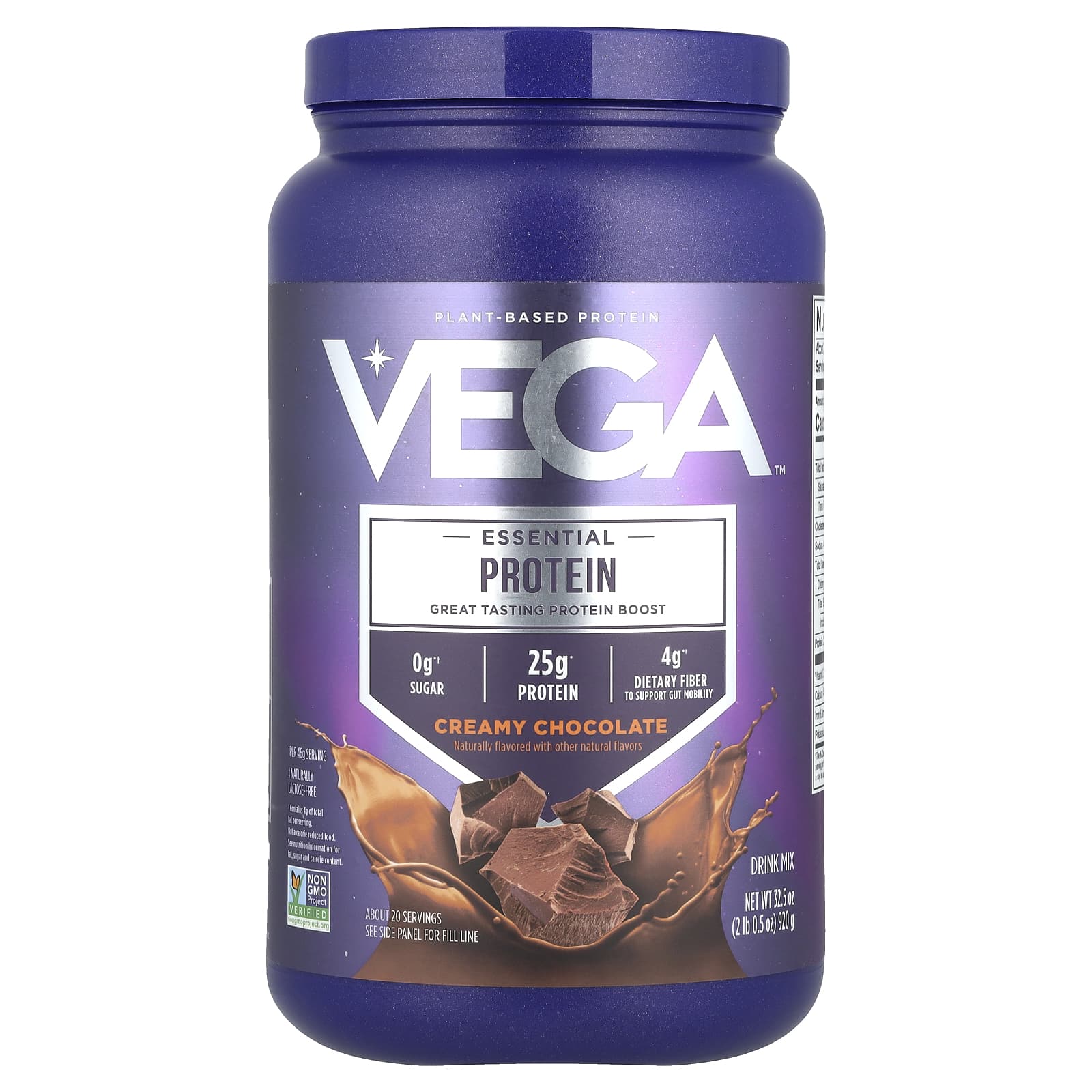 Vega, Essential Plant-Based Protein, Creamy Chocolate, 2 lb 0.5 oz (920 g) - Image 1