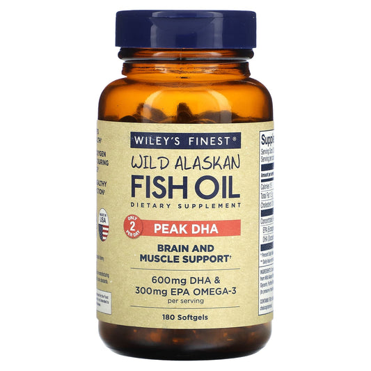 Wiley's Finest, Wild Alaskan Fish Oil, Peak DHA, 180 Softgels - Image 1