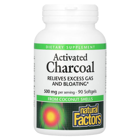Natural Factors, Activated Charcoal, 90 Softgels (250 mg per Softgel) - Image 1