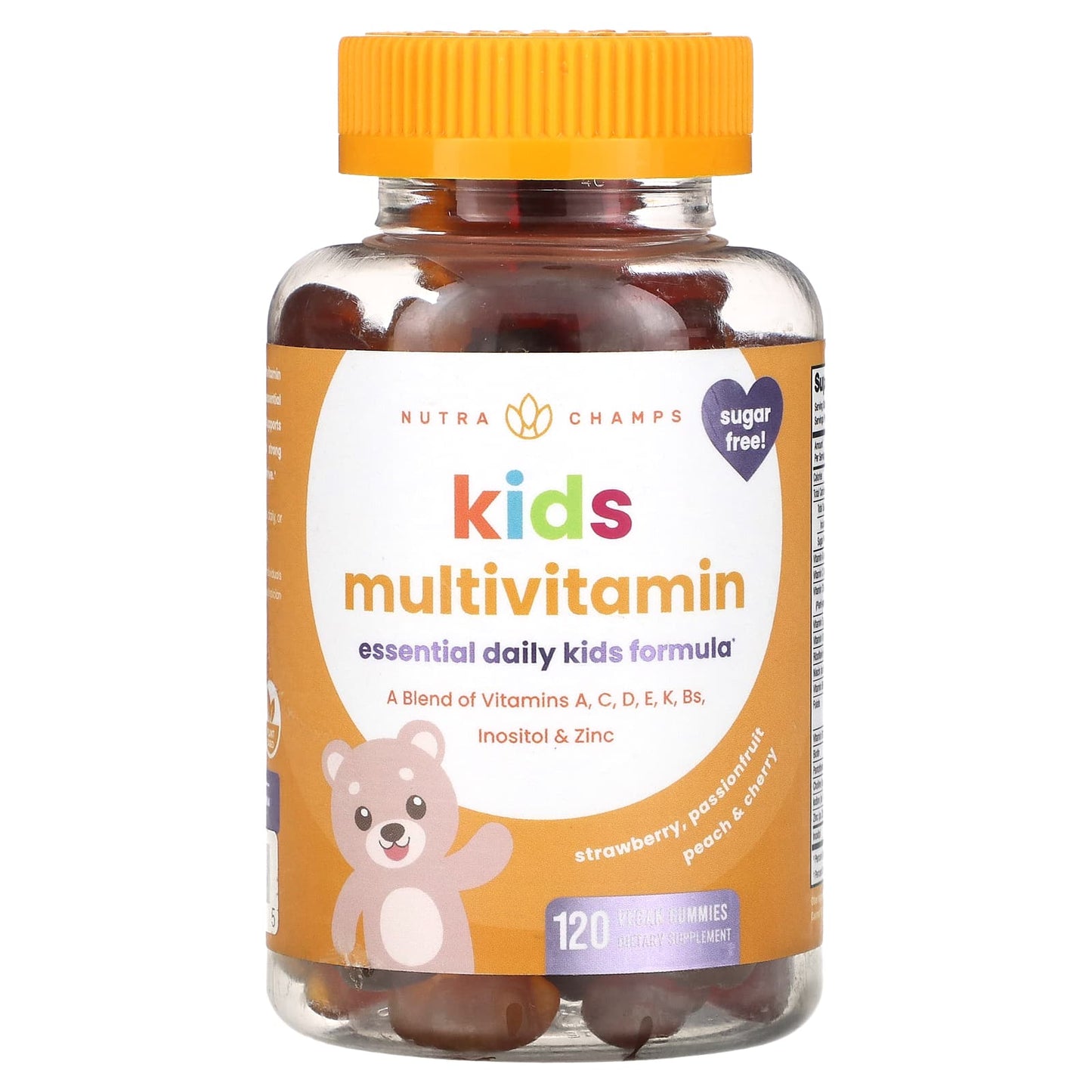 NutraChamps, Kids Multivitamin, Strawberry, Passionfruit, Peach & Cherry, 120 Vegan Gummies - Image 1