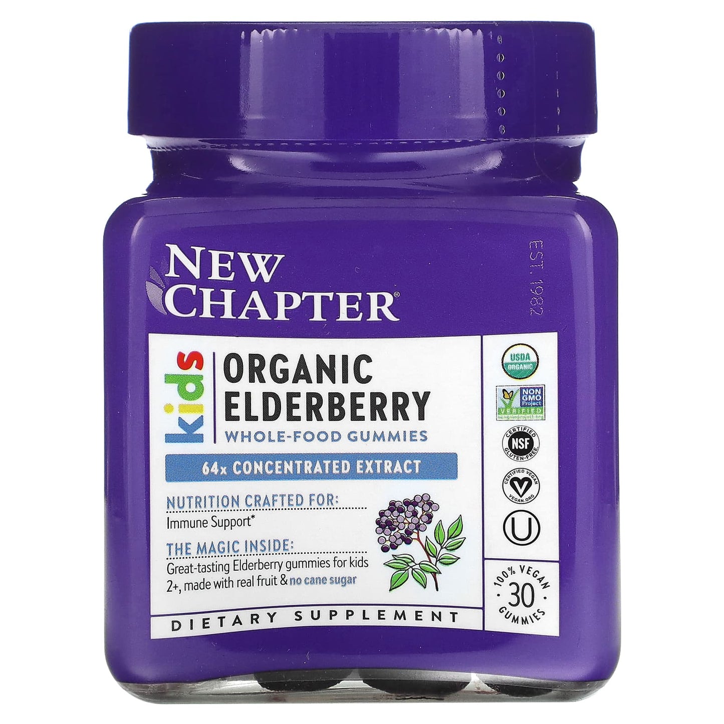 New Chapter, Kids Organic Elderberry Whole-Food Gummies, Ages 2+, 30 Vegan Gummies - Image 1