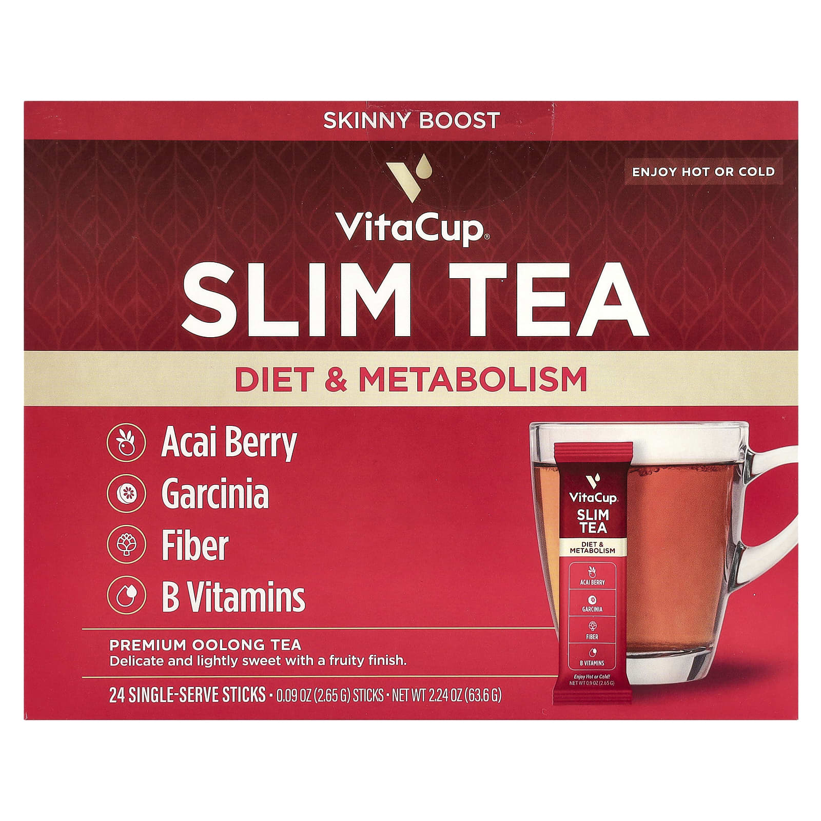 VitaCup, Slim Instant Tea, Premium Oolong Tea, 24 Single-Serve Sticks, 0.09 oz (2.65 g) Each - Image 1