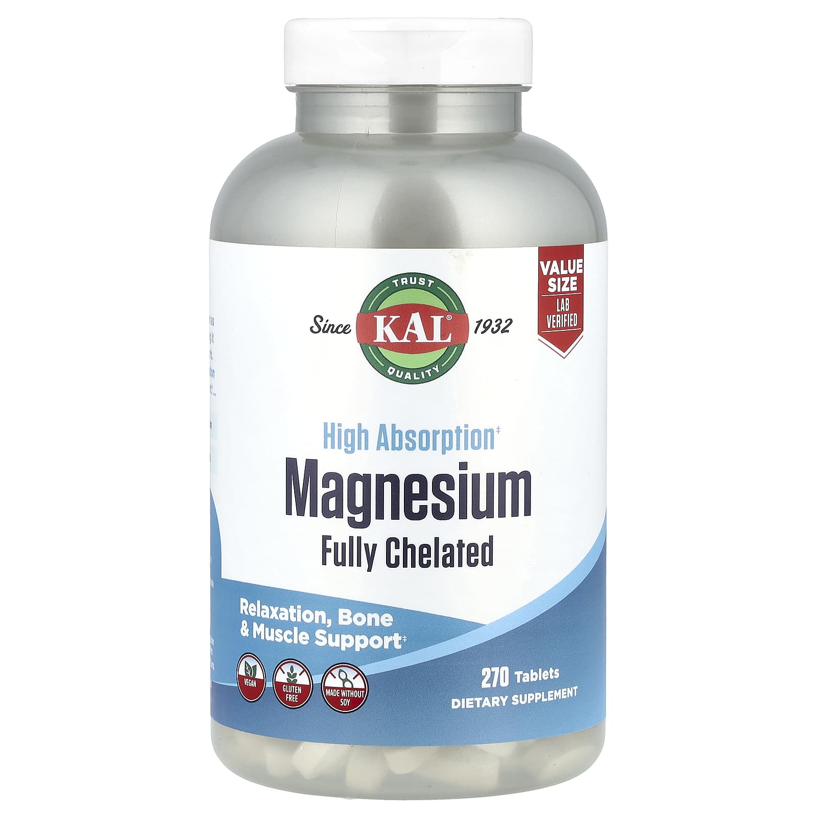 KAL High Absorption Magnesium Glycinate - Relaxation & Bone Support - Image 1