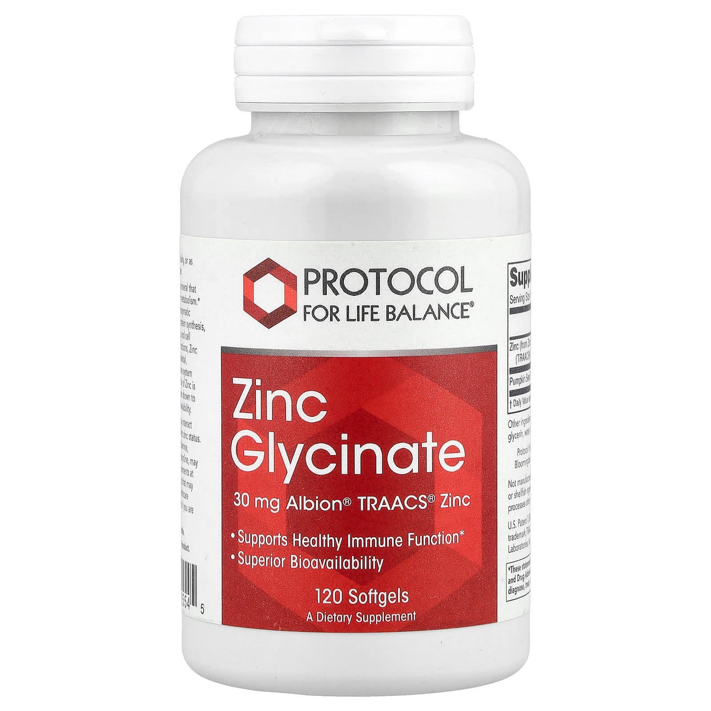 Protocol for Life Balance, Zinc Glycinate, 30 mg, 120 Softgels - Image 1