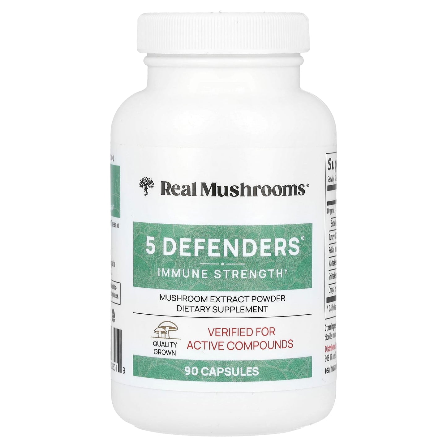 Real Mushrooms, 5 Defenders®, Mushroom Extract Powder, 90 Capsules - Image 1
