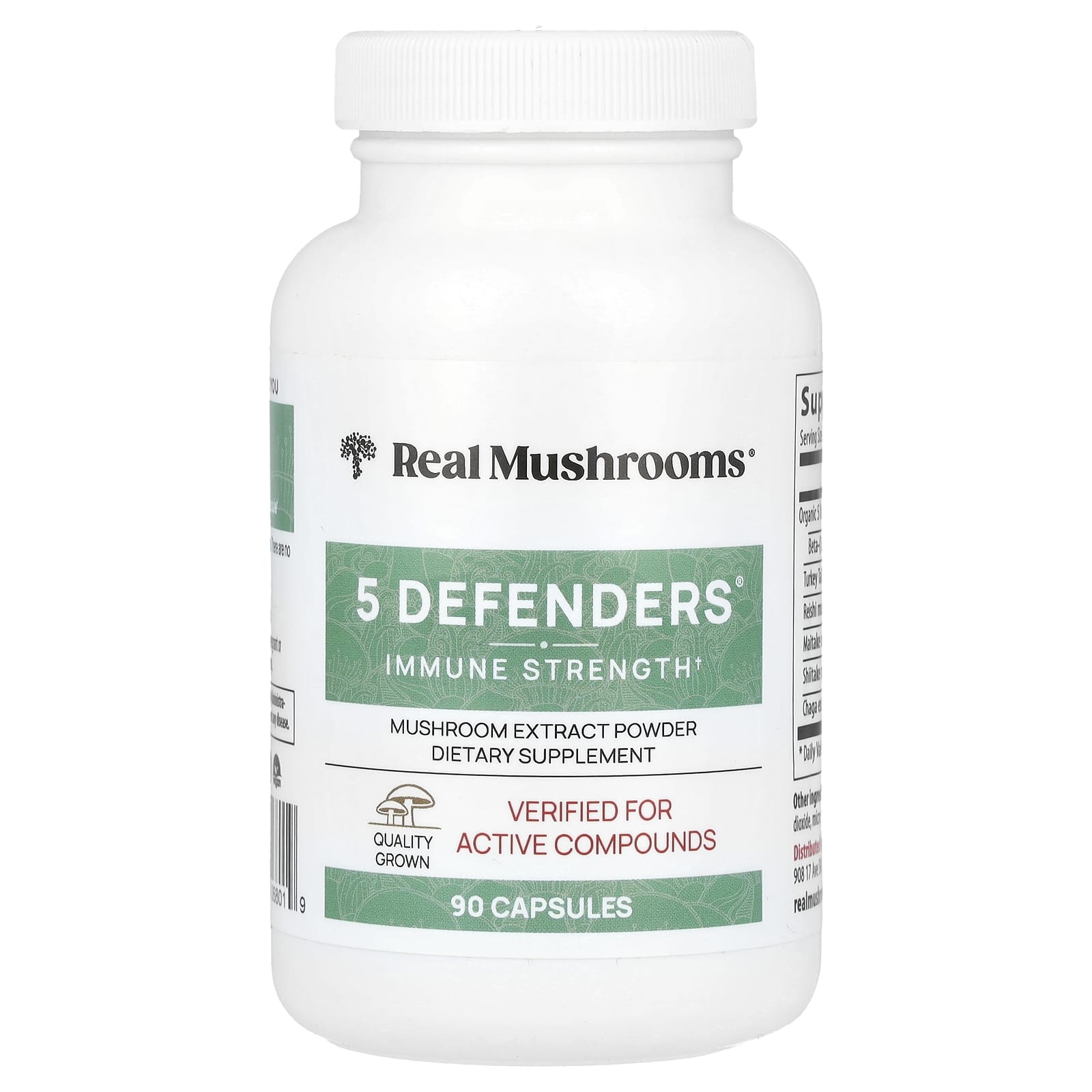 Real Mushrooms, 5 Defenders®, Mushroom Extract Powder, 90 Capsules - Image 1