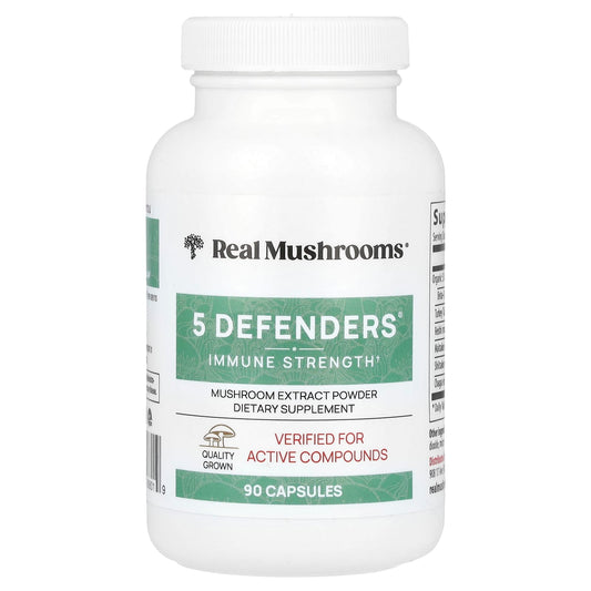 Real Mushrooms, 5 Defenders®, Mushroom Extract Powder, 90 Capsules - Image 1