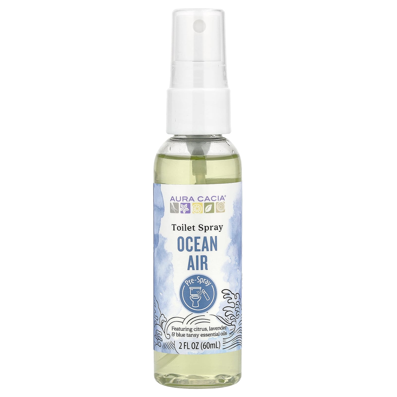 Aura Cacia Ocean Air Toilet Spray, 2 fl oz (60 ml) - Natural Fragrance - Image 1