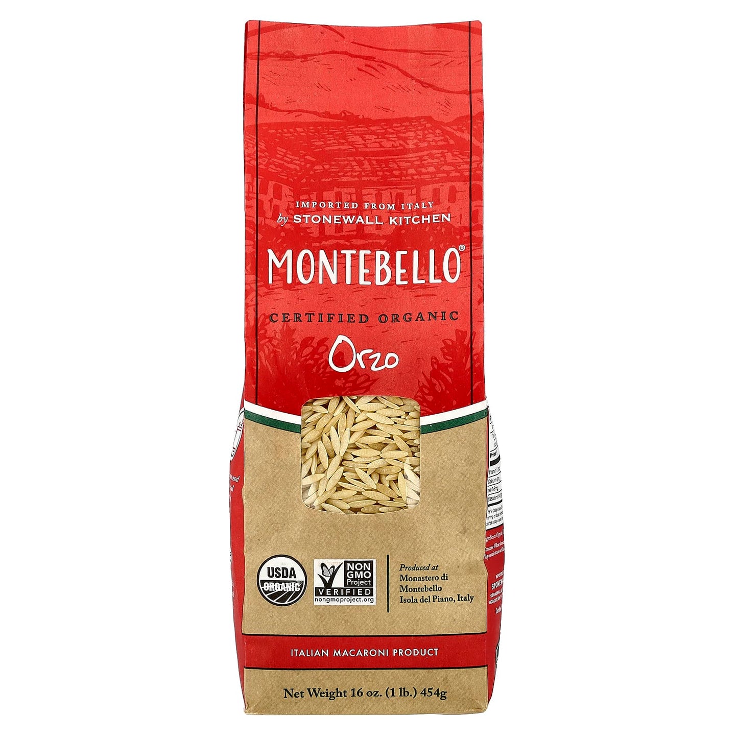 Montebello, Organic Orzo, 16 oz (454 g) - Image 1