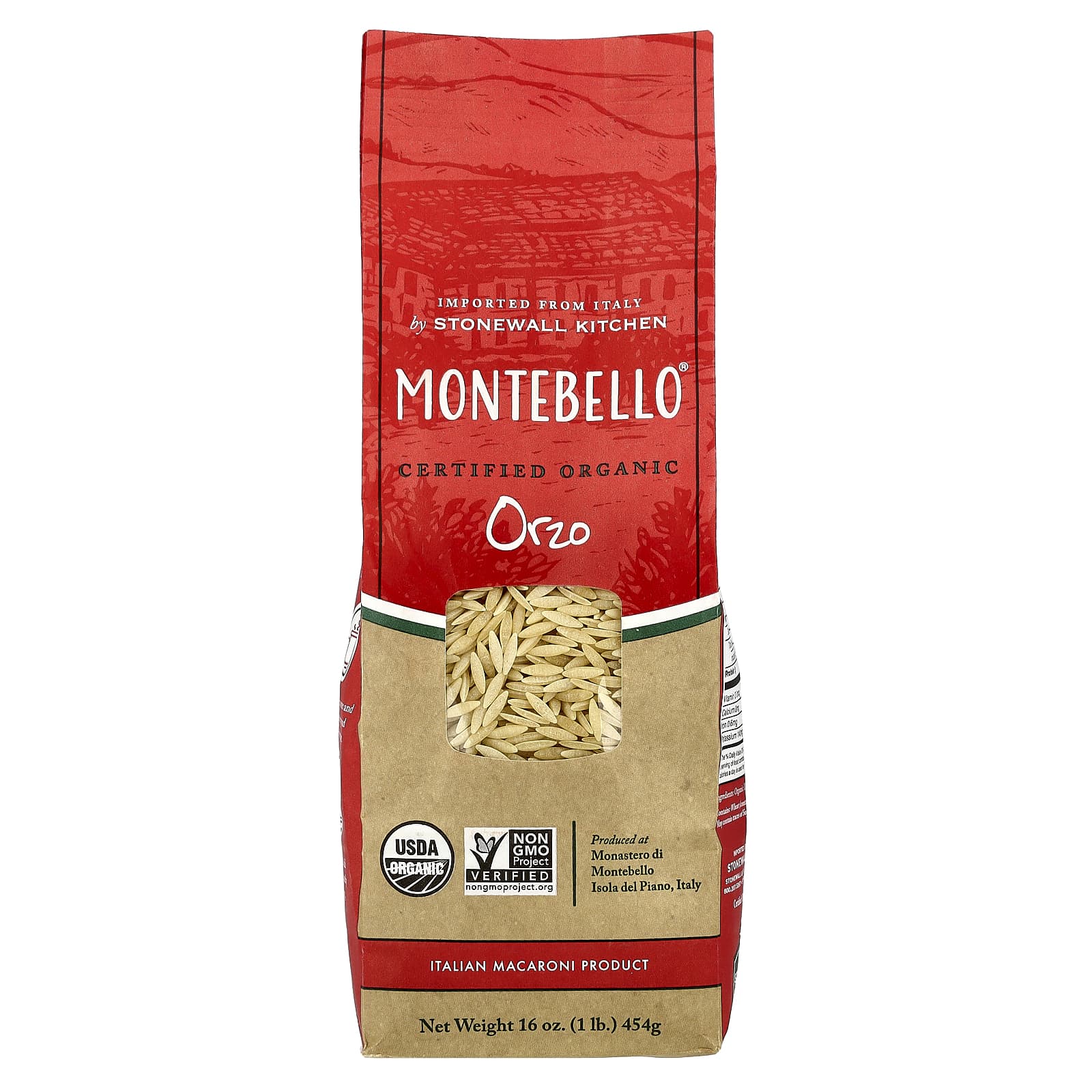 Montebello, Organic Orzo, 16 oz (454 g) - Image 1