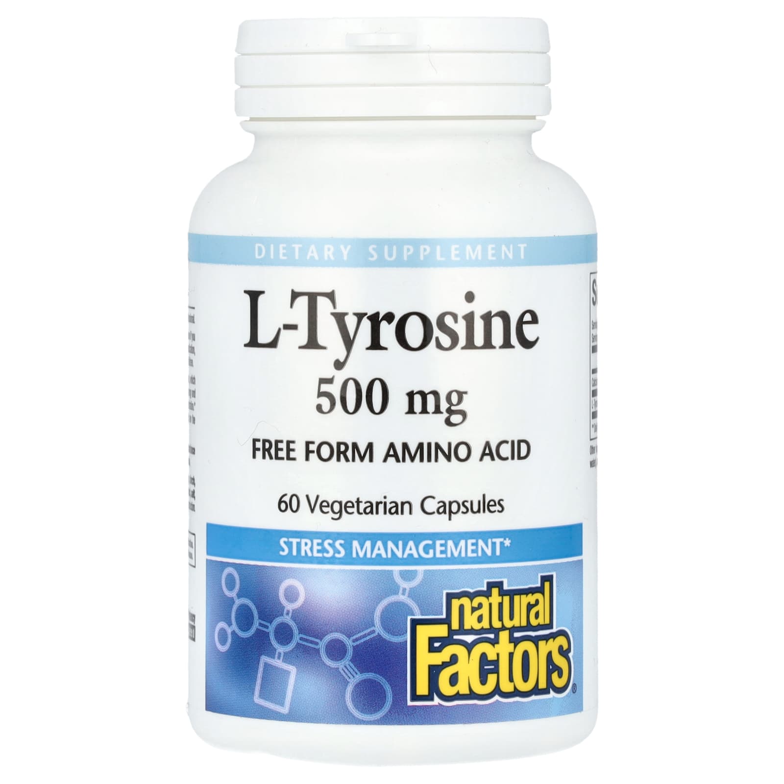 Natural Factors, L-Tyrosine, 500 mg, 60 Vegetarian Capsules - Image 1