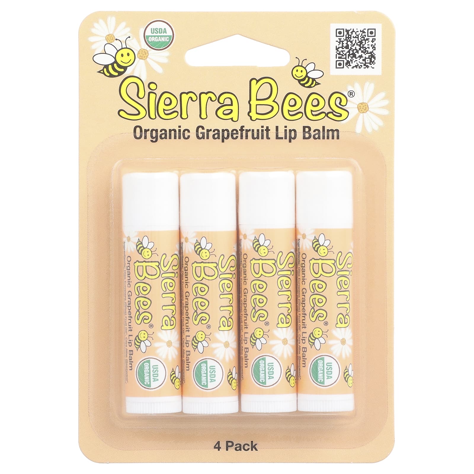 Organic Grapefruit Lip Balm, 4 Pack, 0.15 oz, USDA Certified - Image 2