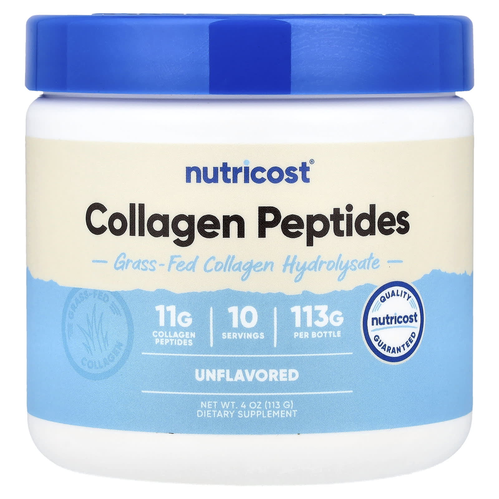 Nutricost, Grass-Fed Collagen Peptides, Unflavored, 4 oz (113 g) - Image 1