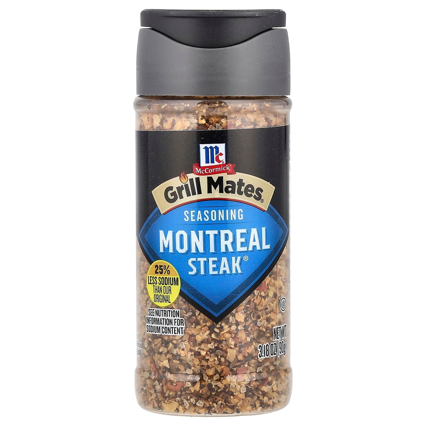 McCormick Grill Mates, Montreal Steak® Seasoning, 25% Less Sodium, 3.18 oz (90 g) - Image 1