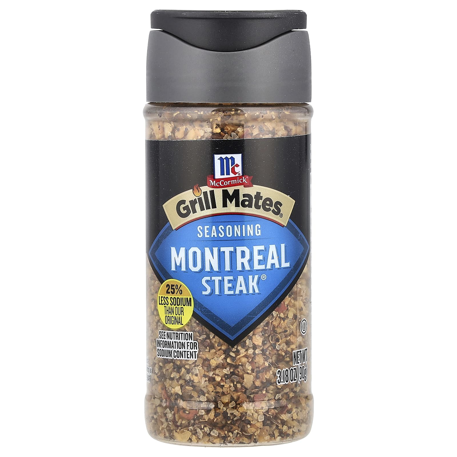McCormick Grill Mates, Montreal Steak® Seasoning, 25% Less Sodium, 3.18 oz (90 g) - Image 1