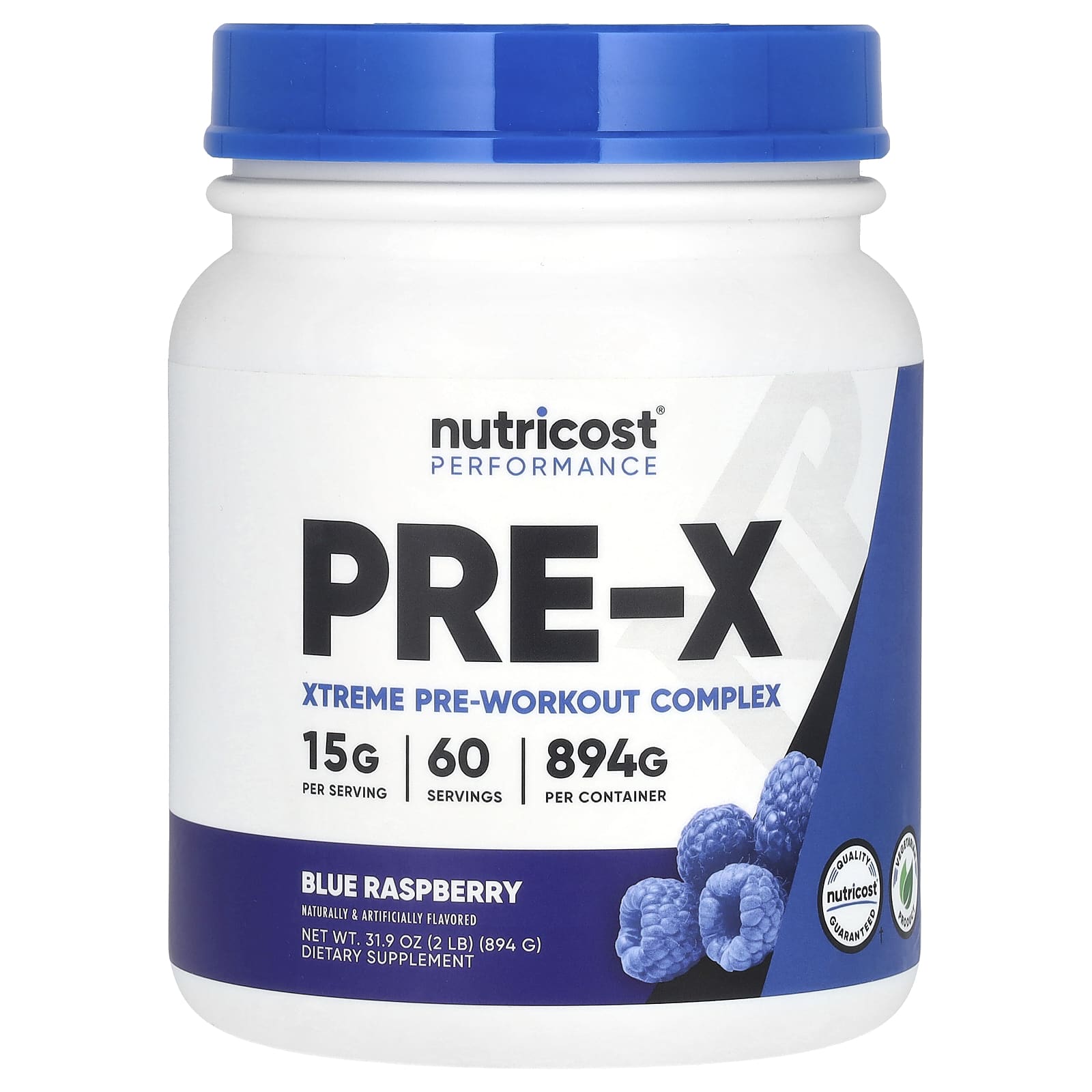Nutricost, Performance, PRE-X, Xtreme Pre-Workout Complex, Blue Raspberry, 2 lb (894 g) - Image 1