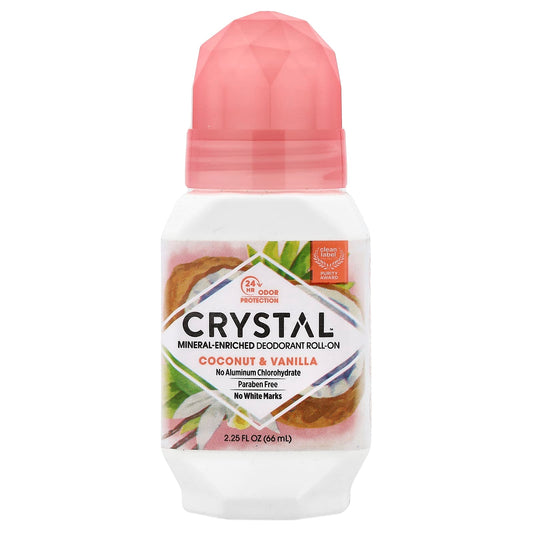 Natural Mineral Deodorant Sticks - Coconut Vanilla Roll-On by CRYSTAL - Image 1