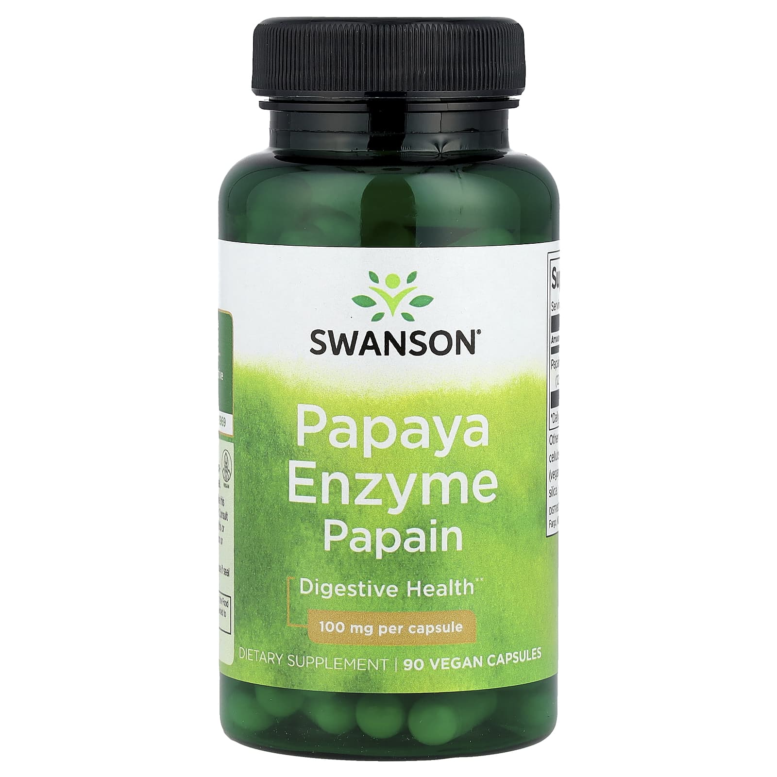 Swanson, Papaya Enzyme Papain, 100 mg, 90 Vegan Capsules - Image 1