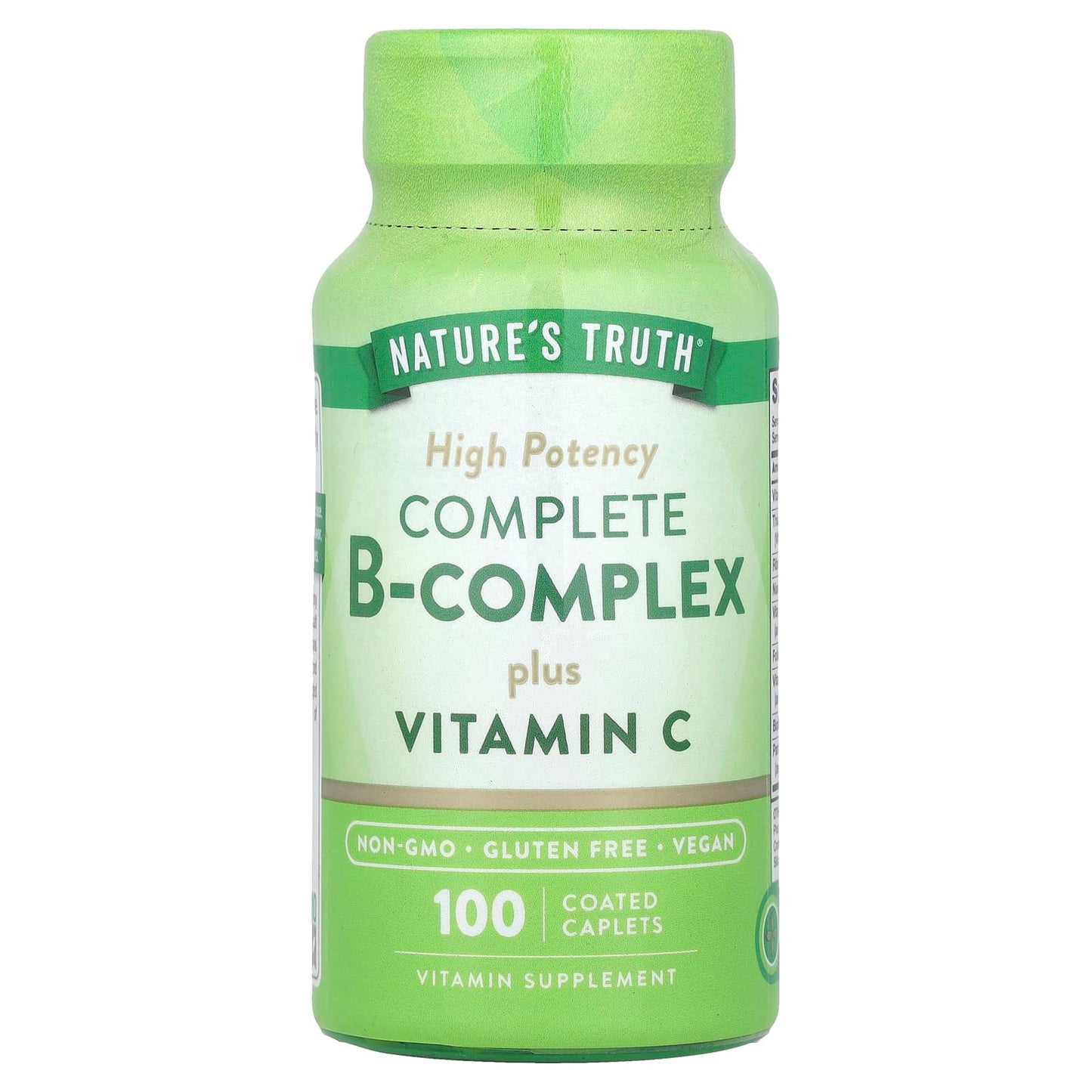 Nature's Truth, Complete B-Complex Plus Vitamin C, High Potency, 100 Coated Caplets - Image 1