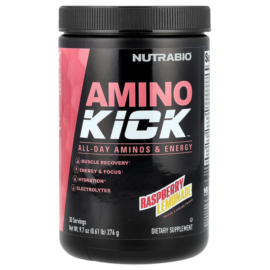 NutraBio, Amino Kick™, Raspberry Lemonade, 9.7 oz (276 g) - Image 1
