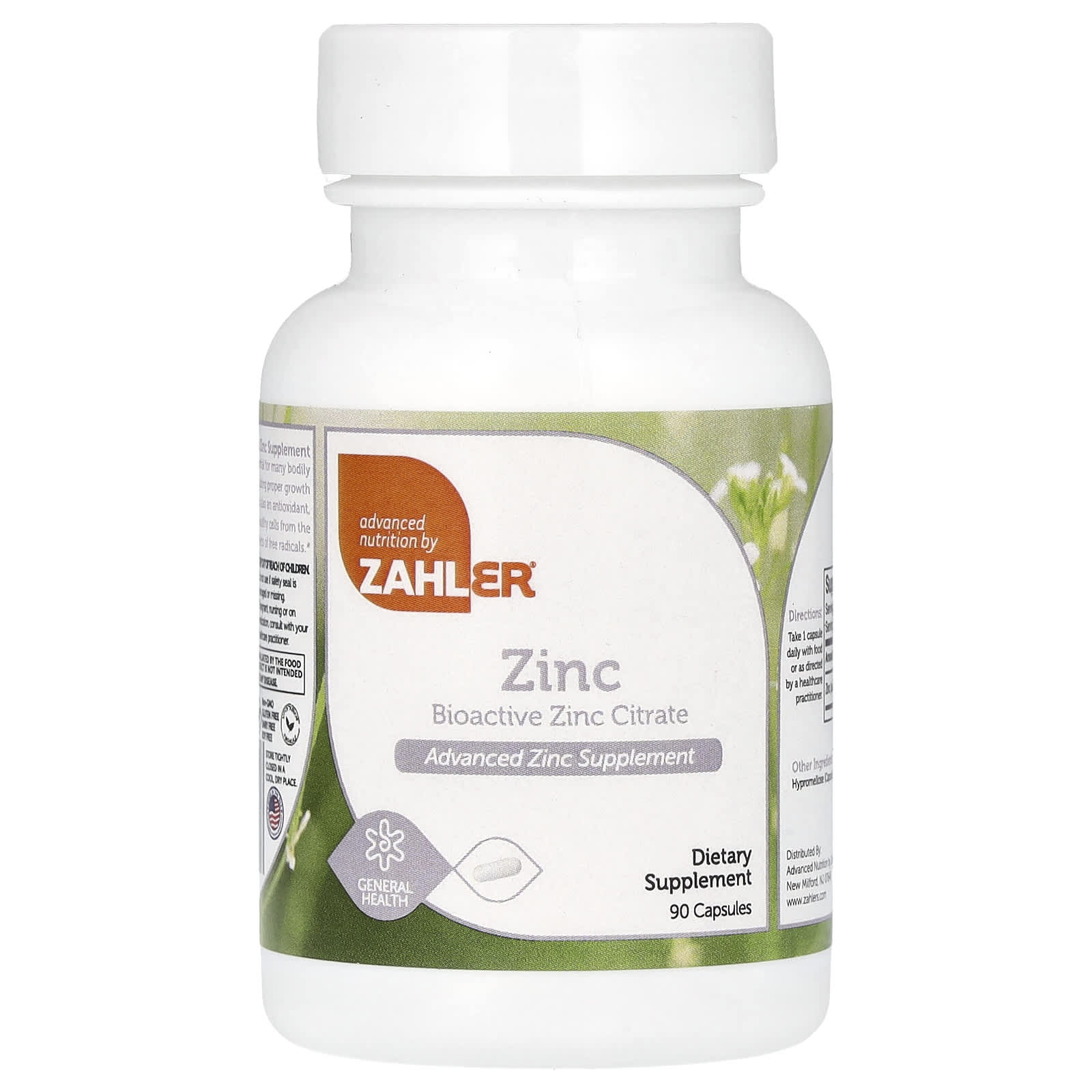 Zahler, Zinc, Bioactive Zinc Citrate, 90 Capsules (50 mg per Capsule) - Image 1