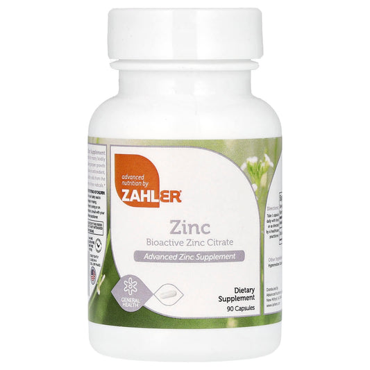 Zahler, Zinc, Bioactive Zinc Citrate, 90 Capsules (50 mg per Capsule) - Image 1