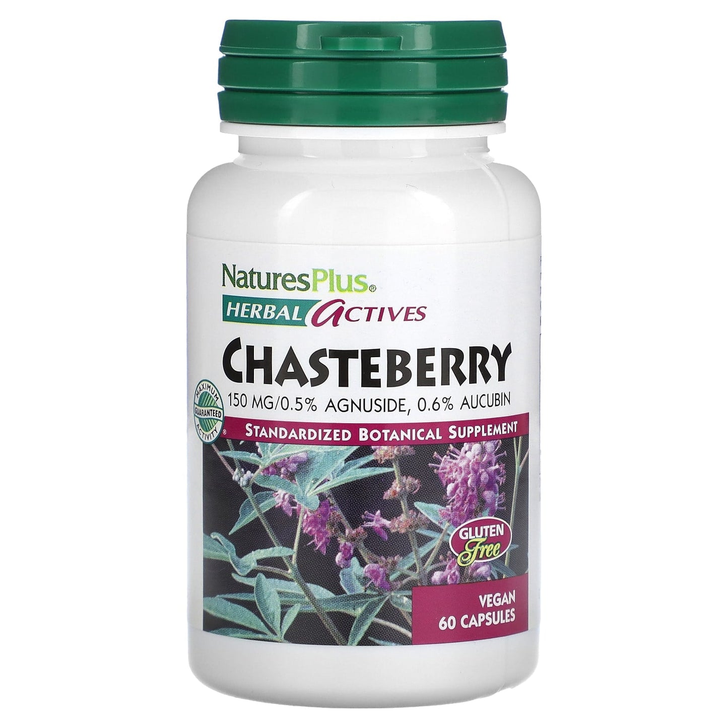 NaturesPlus, Herbal Actives, Chasteberry, 150 mg, 60 Vegan Capsules - Image 1