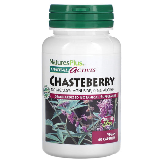 NaturesPlus, Herbal Actives, Chasteberry, 150 mg, 60 Vegan Capsules - Image 1