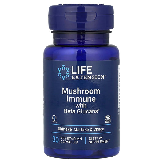 Life Extension, Mushroom Immune with Beta Glucans, 30 Vegetarian Capsules - Image 1