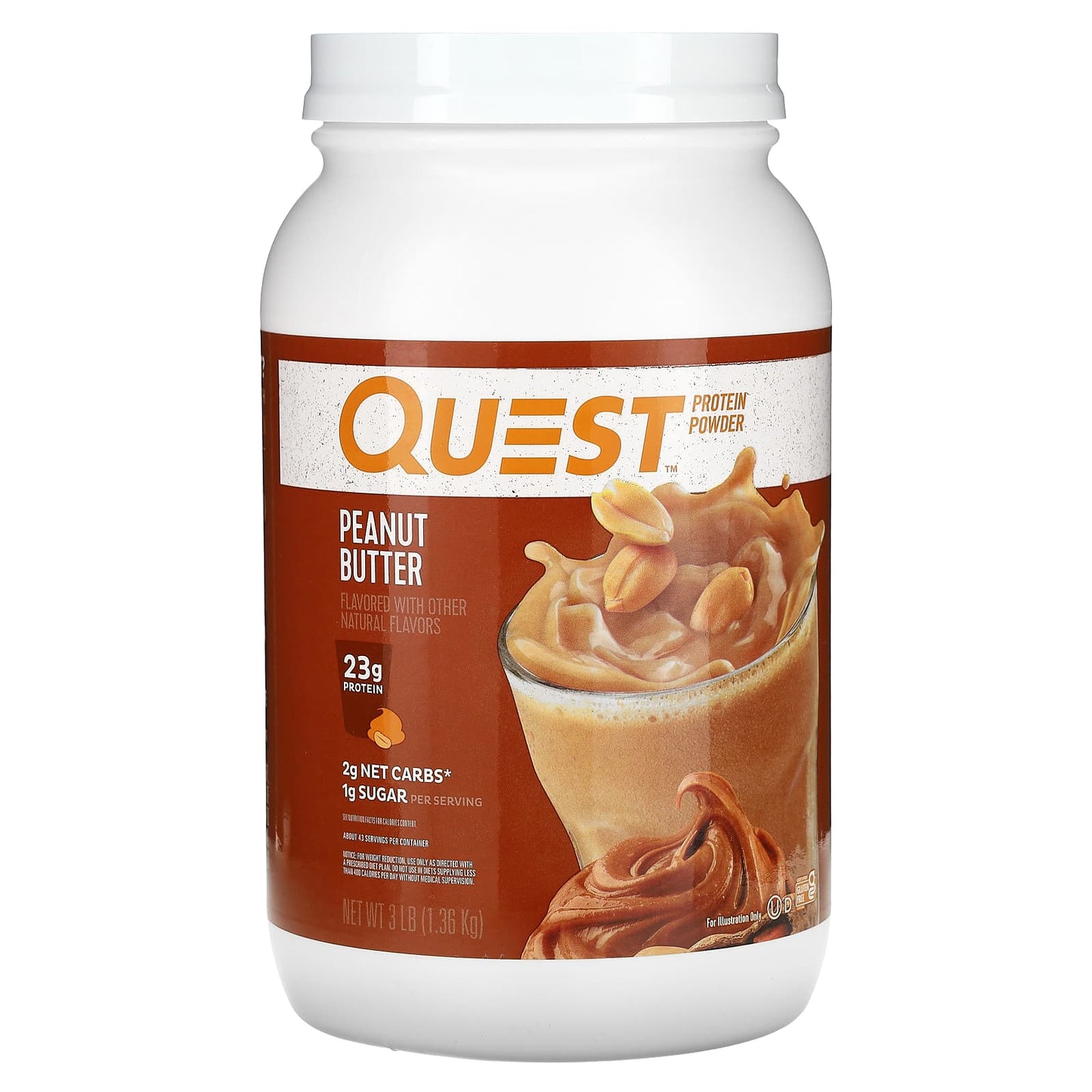 Quest Nutrition, Protein Powder, Peanut Butter, 3 lbs (1.36 kg) - Image 1